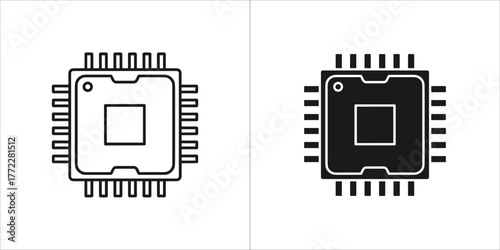 Black and white microchip icon