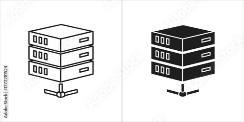 Black and white server icon