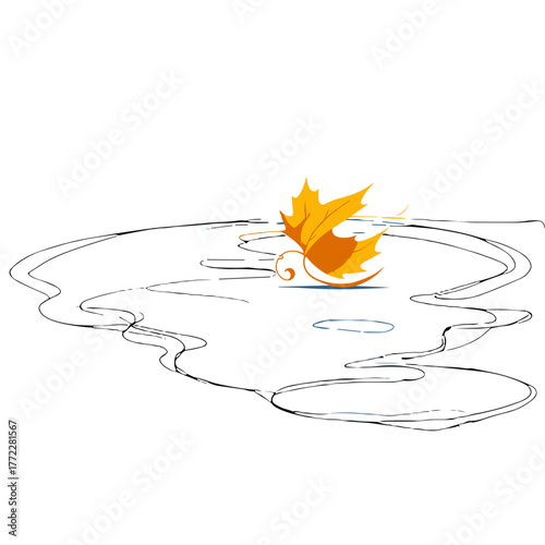 Leaf Sail vector flat colors thin lines