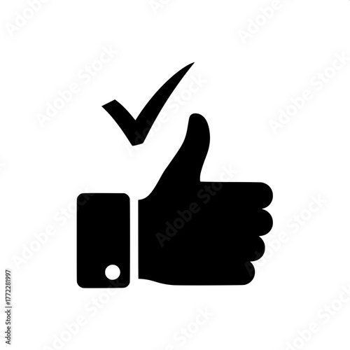 Reliable Business Ethics Thumbs Up Checkmark Icon Symbolizing Approval, Quality Assurance, and Successful Compliance for Trustworthy Operations
