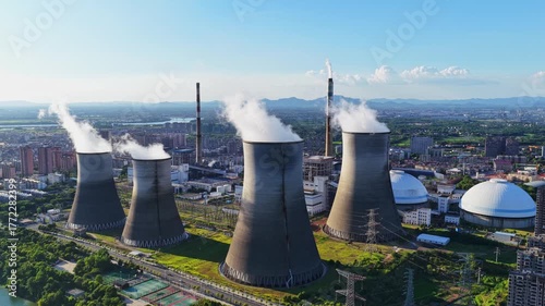 thermal power plant，nuclear power plant with cooling towers