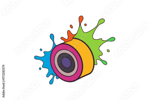 green paint splashes collide isolated on white