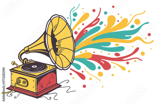 vector illustration of an old gramophone