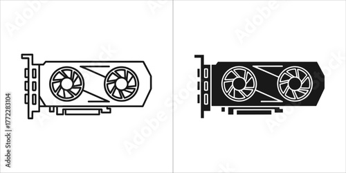 Black and white video graphic card icon gpu card