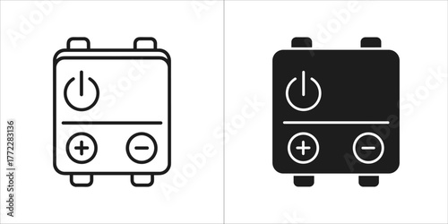 Power supply vector icon set, control panel