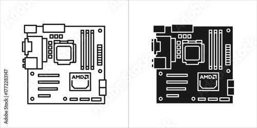 Motherboard icon, computer main circuit board
