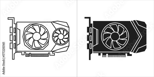 Video card icon, computer graphic card