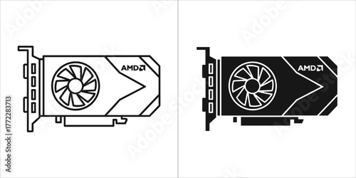 Graphic card icon, computer hardware concept