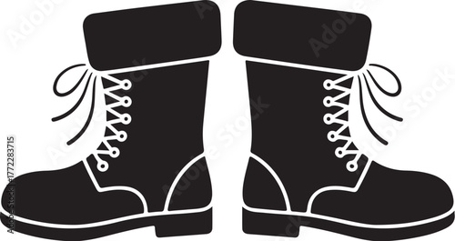 Black lace up boots silhouette Bundle footwear winter