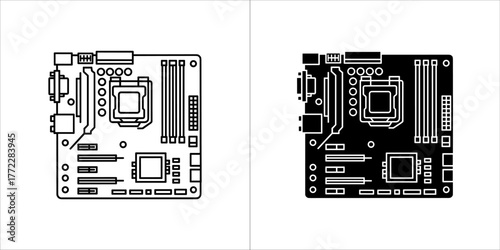 Motherboard icon, main circuit board of computer