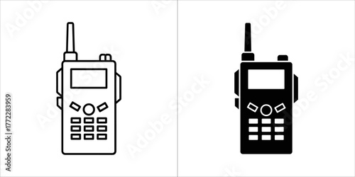 Walkie talkie icon, portable handheld transceiver