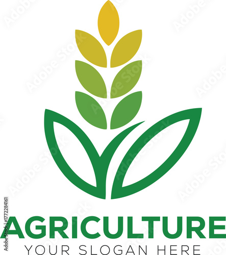 Modern Agriculture and Crop Logo Design | Green Wheat Stalk and Organic Farm Symbol