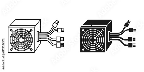 Power supply unit icon, computer component