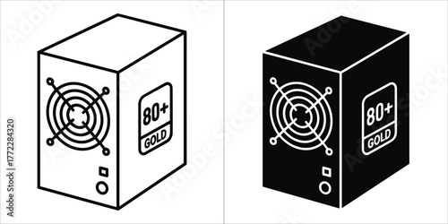 80 plus gold power supply unit icon, pc part