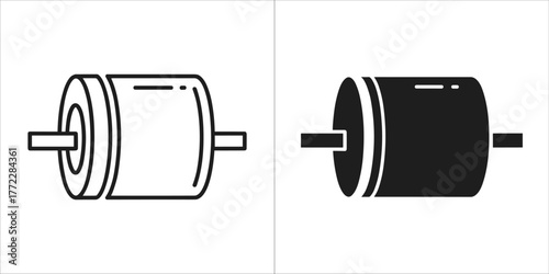 Black and white capacitor icon for electronics