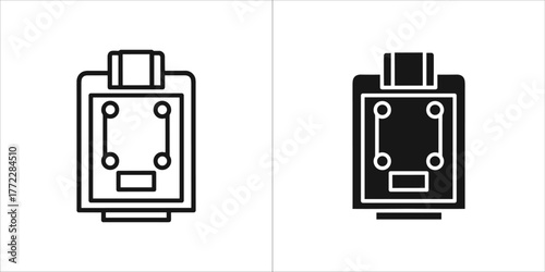 Black and white fuse box icon for electricity