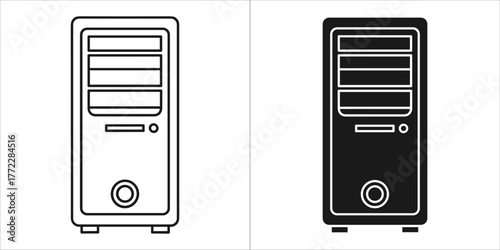 Computer case, system unit in black and white