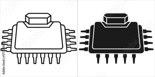 Microchip, integrated circuit in black and white