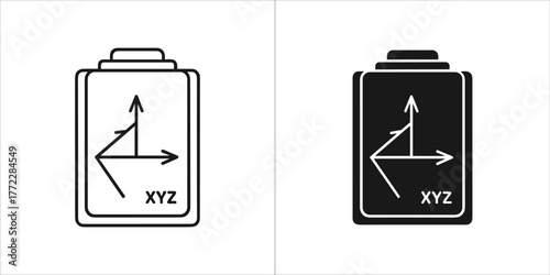Black and white coordinate system icon for math