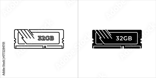 32gb ram memory module vector icon