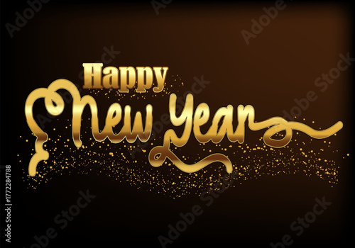Happy new year editable text effect, gold 3d text style effect