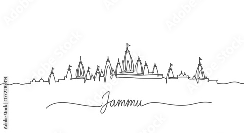 Jammu City Skyline Line Art with Name