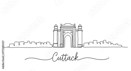 Cuttack Skyline One Line Drawing