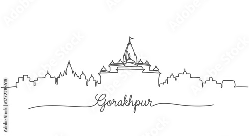 Gorakhpur India City Skyline Silhouette Line Art