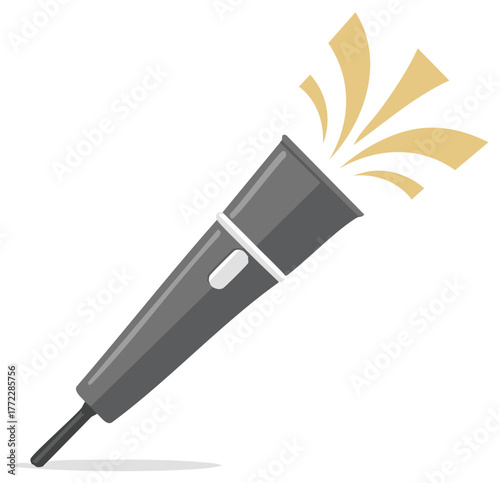 Handheld flashlight shining a bright beam of light vector illustration