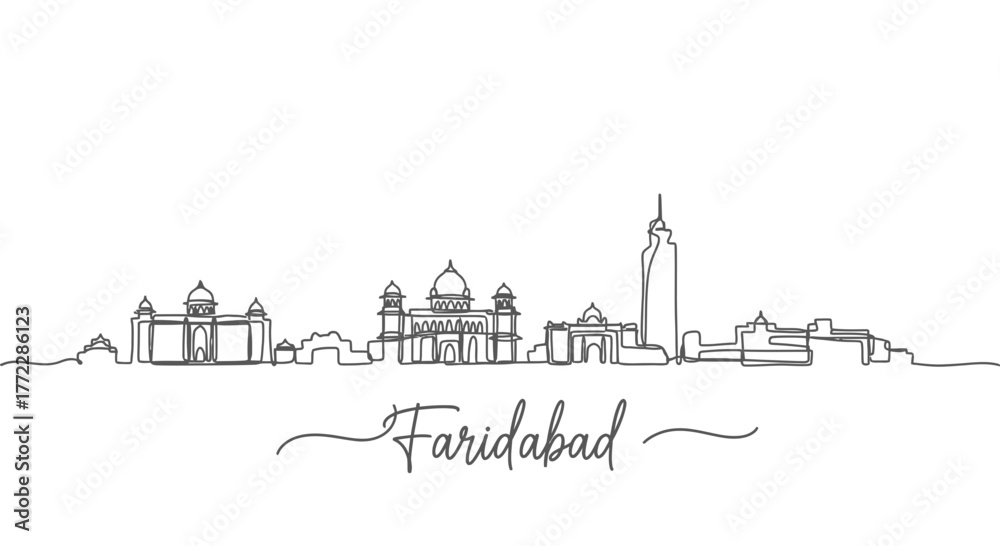 Obraz premium Faridabad Skyline Line Art Cityscape India