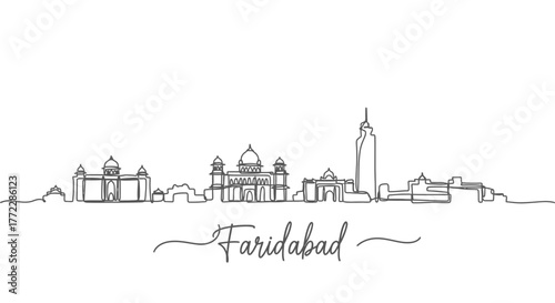 Faridabad Skyline Line Art Cityscape India