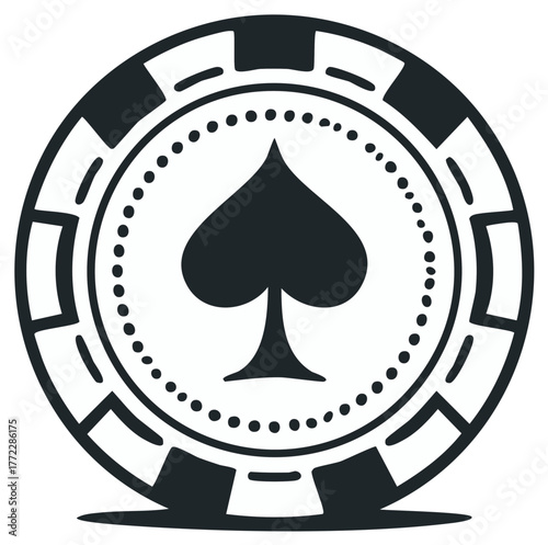Gambling Chip with Spade Suit Illustration for Online Casino Games and Mobile Apps