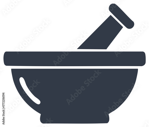 Simple Mortar and Pestle Icon for Grinding Ingredients