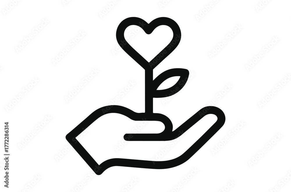 Obraz premium A loving hand gently cradles a growing heart shaped plant
