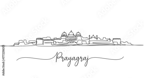 Prayagraj Skyline Line Art Silhouette