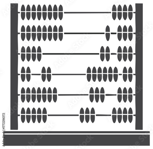 Traditional Wooden Abacus with Rows of Beads for Counting and Calculation
