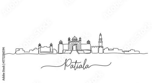 Patiala City Skyline One Line Drawing