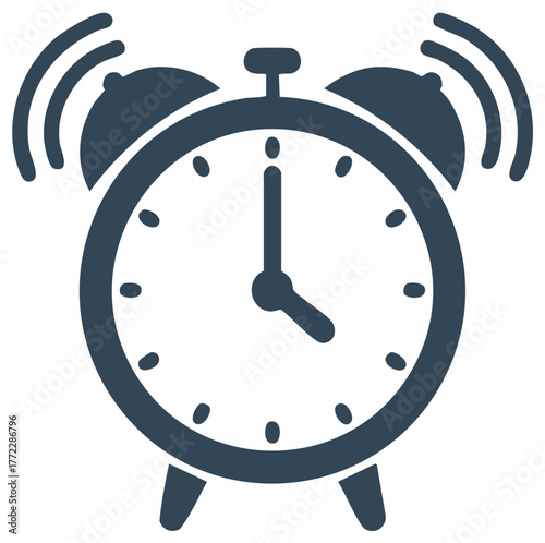Ringing alarm clock icon signaling time management urgency schedule reminder wake up