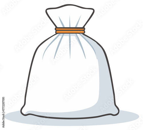 Plain white tied bag or pouch with orange band vector illustration