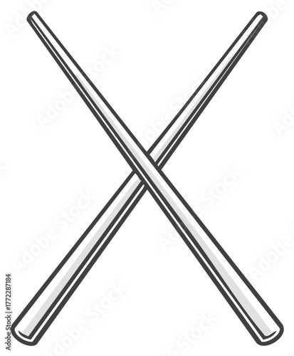 Pair of Crossed Chopsticks Illustration Clean Style