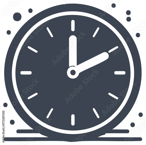 Clock Icon Indicating Time, Measurement Tool with Hands on Dark Gray Background