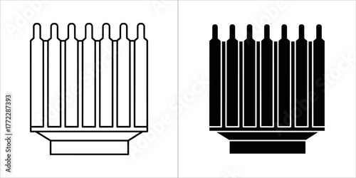 Heat sink icon, cooling system black and white