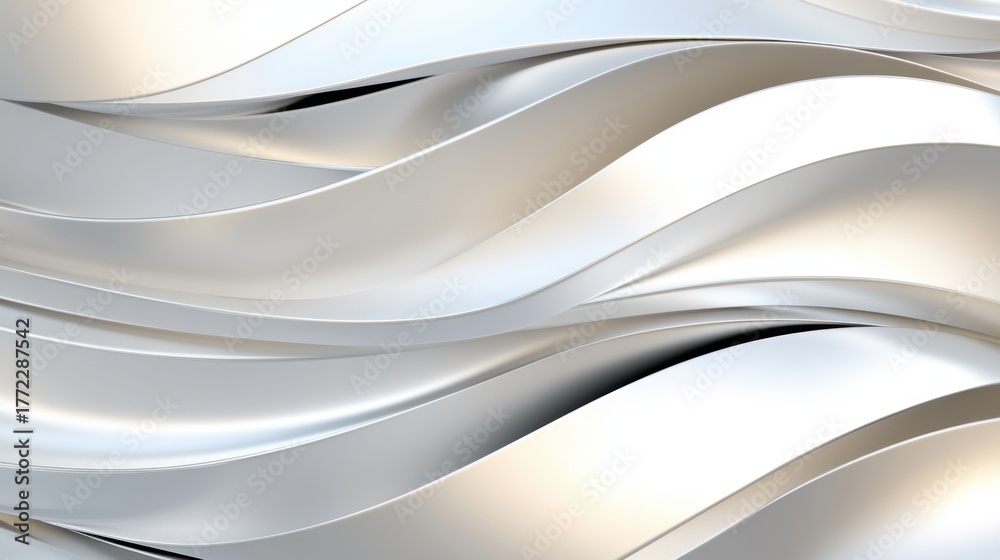 Fototapeta premium A 3D rendering of a metallic surface with curved lines and a gradient effect.