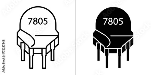 Voltage regulator icon set, electronic component