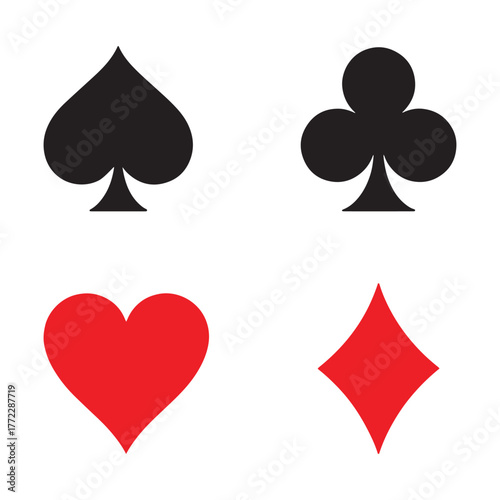 Suit deck of playing cards on white background. Vector illustration.
