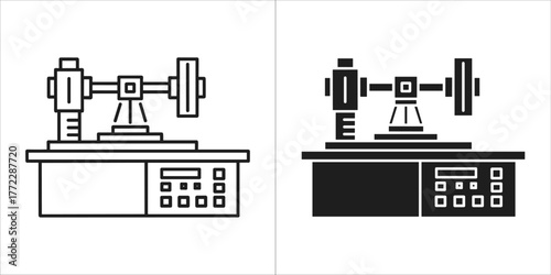 Vibration test machine icon, black and white vector illustration