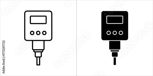 Ph meter icon, black and white vector illustration