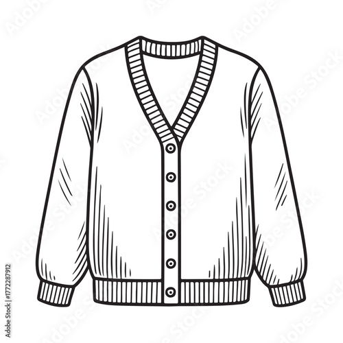 line art of cardigan sweater vector