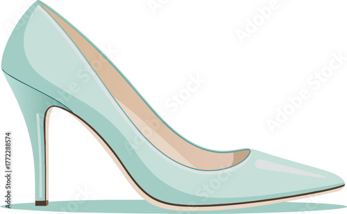Elegant light blue stiletto heel pump exudes sophistication and modern fashion for any chic wardrobe or stylish presentation.