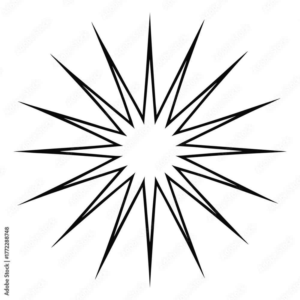Obraz premium Abstract starburst pattern with sharp rays on white background